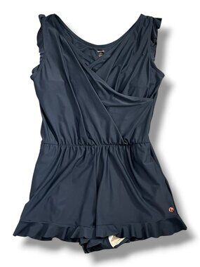 NWT! Honey Mark Newport Blue Ginger Swim Romper Size XL